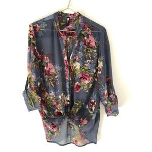KUT from the Kloth Sheer Floral Print Blouse